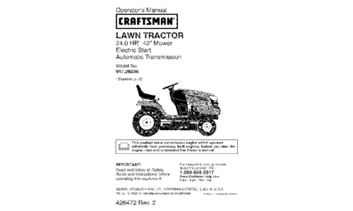 Craftsman Lawn Mower YT 4000 User Manual