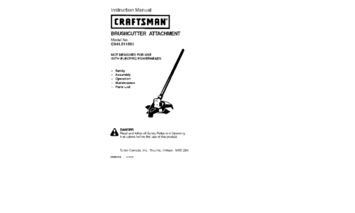 Craftsman Lawn Mower Accessory 944.511591 User Manual