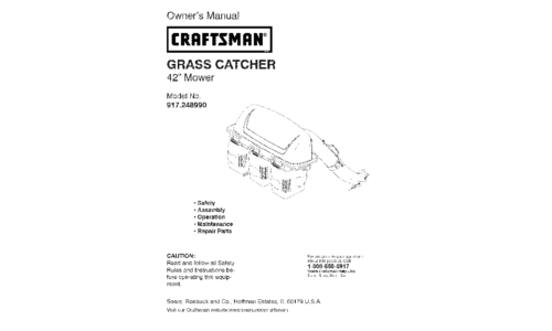 Craftsman Lawn Mower Accessory 917.24899 User Manual