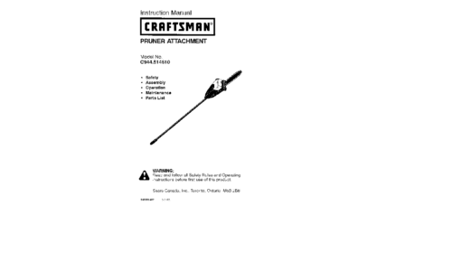 Craftsman Lawn Mower Accessory 51461 User Manual