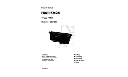 Craftsman Lawn Mower Accessory 486.24635 User Manual