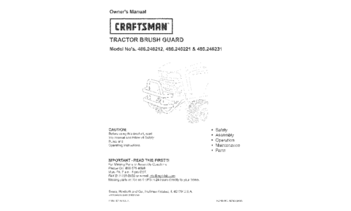 Craftsman Lawn Mower Accessory 486.246212 User Manual