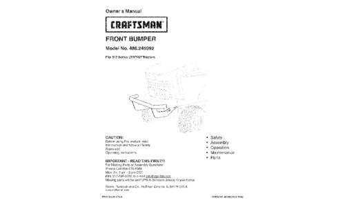 Craftsman Lawn Mower Accessory 486.245992 User Manual