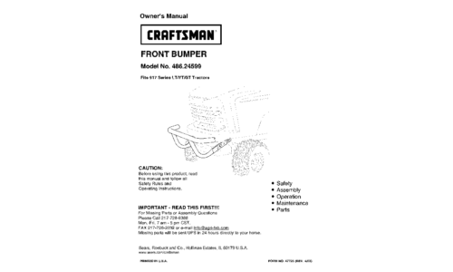 Craftsman Lawn Mower Accessory 486.24599 User Manual