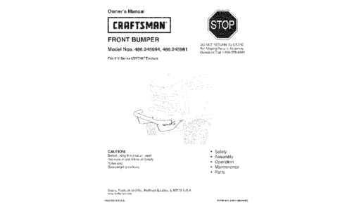 Craftsman Lawn Mower Accessory 486.245981 User Manual