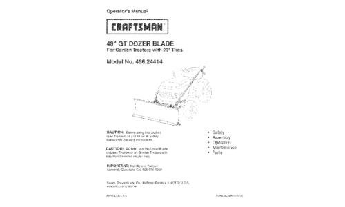 Craftsman Lawn Mower Accessory 486.24414 User Manual