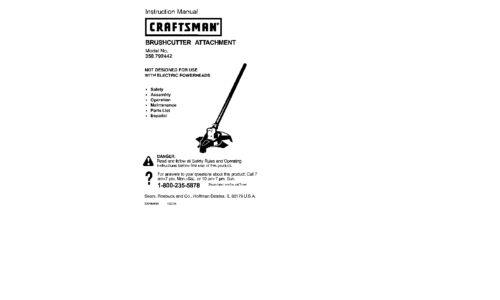 Craftsman Lawn Mower Accessory 358.792442 User Manual