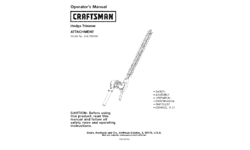 Craftsman Lawn Mower Accessory 316.792490 User Manual