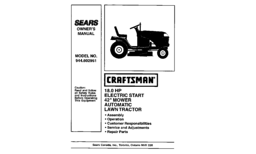 Craftsman Lawn Mower 944.602951 User Manual