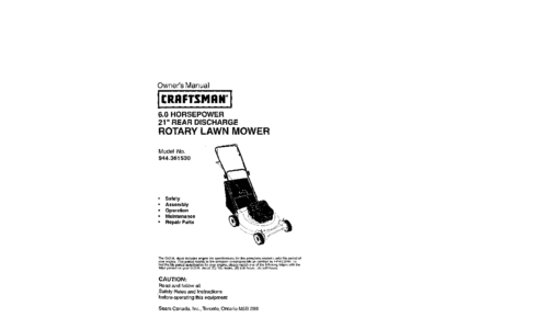 Craftsman Lawn Mower 944.36153 User Manual