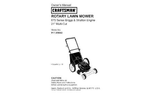 Craftsman Lawn Mower 917.389062 User Manual