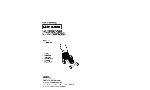 Craftsman Lawn Mower 917.38862 User Manual