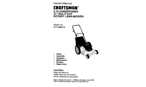 Craftsman Lawn Mower 917.38841 User Manual