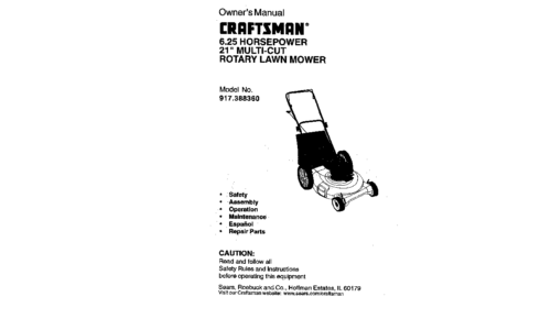 Craftsman Lawn Mower 917.38836 User Manual