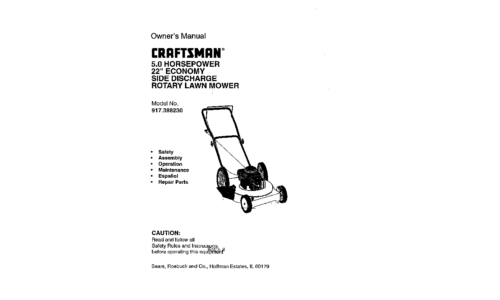 Craftsman Lawn Mower 917.38823 User Manual