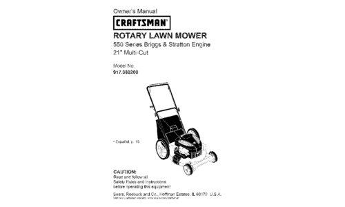 Craftsman Lawn Mower 917.3882 User Manual