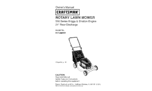 Craftsman Lawn Mower 917.388191 User Manual