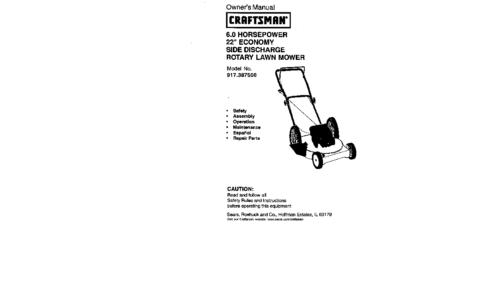 Craftsman Lawn Mower 917.3875 User Manual