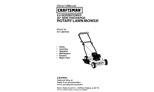 Craftsman Lawn Mower 917.38741 User Manual