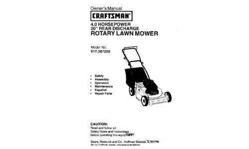 Craftsman Lawn Mower 917.387258 User Manual