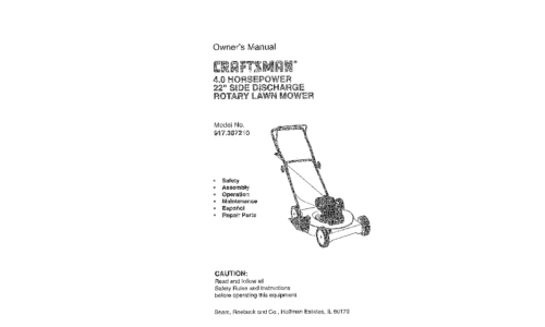 Craftsman Lawn Mower 917.38721 User Manual