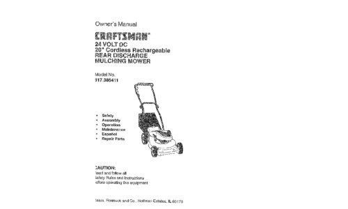 Craftsman Lawn Mower 917.386411 User Manual