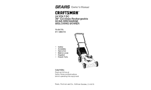 Craftsman Lawn Mower 917.386410 User Manual