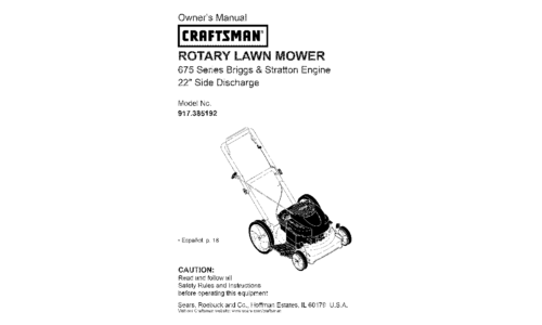 Craftsman Lawn Mower 917.385192 User Manual