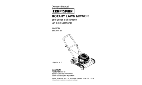 Craftsman Lawn Mower 917.385125 User Manual