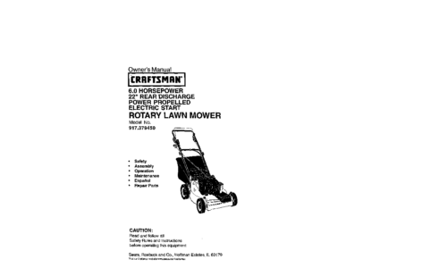 Craftsman Lawn Mower 917.37945 User Manual