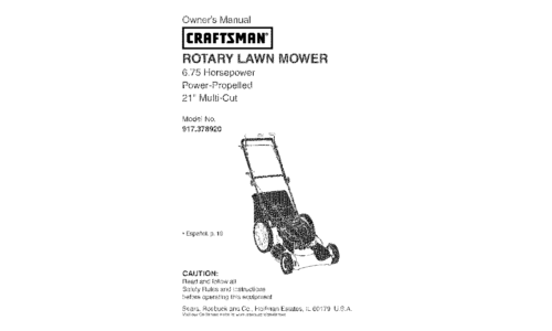 Craftsman Lawn Mower 917.37892 User Manual