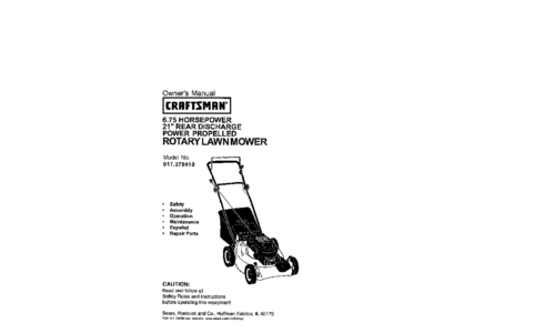 Craftsman Lawn Mower 917.37841 User Manual