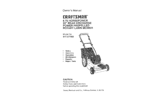 Craftsman Lawn Mower 917.377592 User Manual