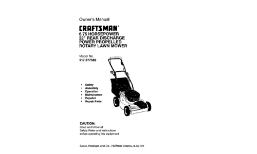 Craftsman Lawn Mower 917.377582 User Manual