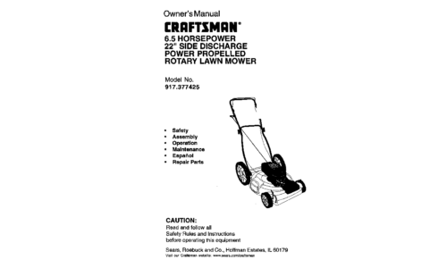 Craftsman Lawn Mower 917.377425 User Manual