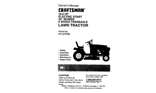 Craftsman Lawn Mower 917.27075 User Manual