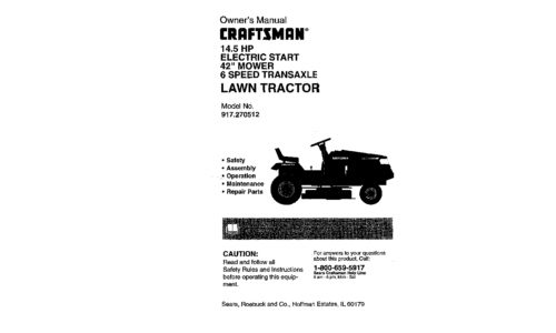 Craftsman Lawn Mower 917.270512 User Manual