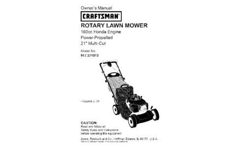 Craftsman Lawn Mower 917-371813 User Manual