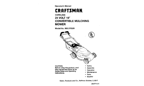 Craftsman Lawn Mower 900.370520 User Manual