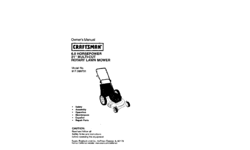 Craftsman Lawn Mower 388 User Manual