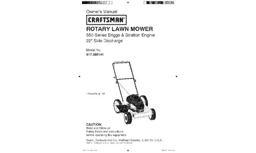 Craftsman Lawn Mower 385141 User Manual