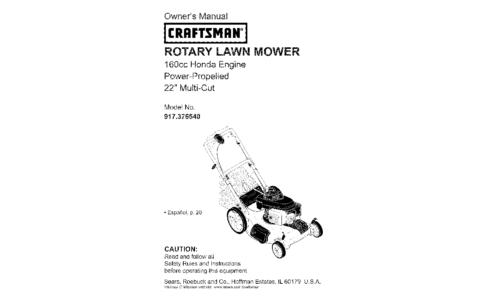 Craftsman Lawn Mower 37654 User Manual