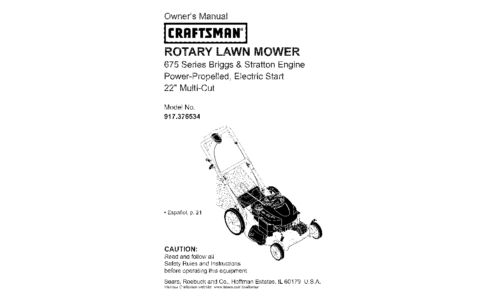 Craftsman Lawn Mower 37653 User Manual