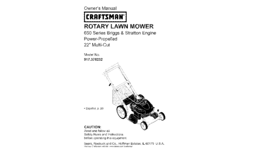 Craftsman Lawn Mower 37623 User Manual