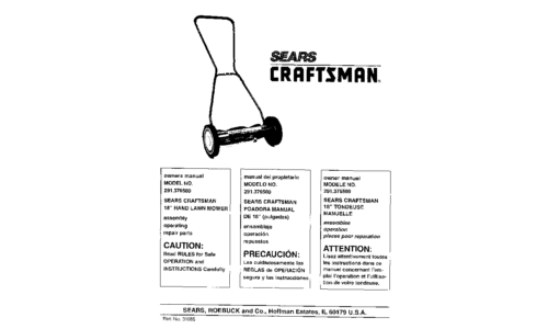 Craftsman Lawn Mower 291.376500 User Manual