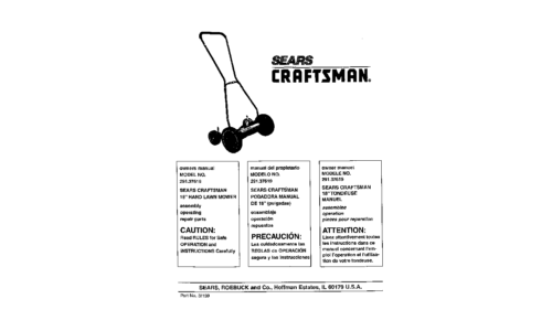 Craftsman Lawn Mower 291.37619 User Manual