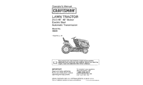 Craftsman Lawn Mower 28928 User Manual