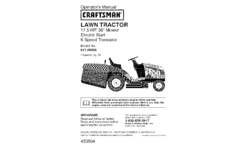 Craftsman Lawn Mower 28035 User Manual