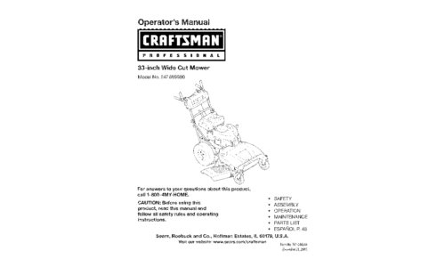 Craftsman Lawn Mower 247.889980 User Manual