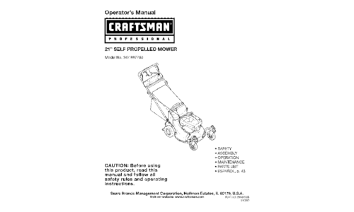 Craftsman Lawn Mower 247.887760 User Manual